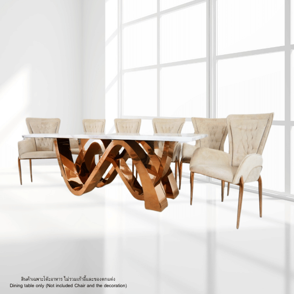 โต๊ะอาหารหินอ่อน WISDOM DESIGN FURNITURE รุ่น JOSEP 200 ซม. สีมาร์เบิ้ล/โรสโกลด์_3